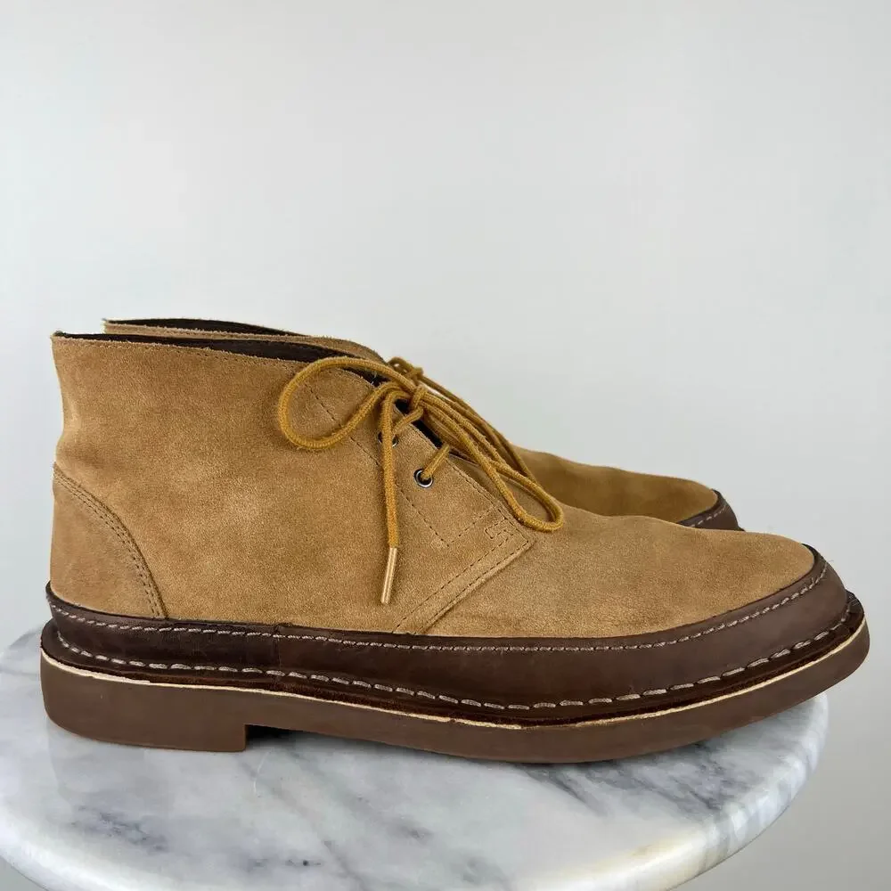 Clarks Men's Bushacre Rand Tan Suede Leather Laced Chukka Boots (Sz 13)